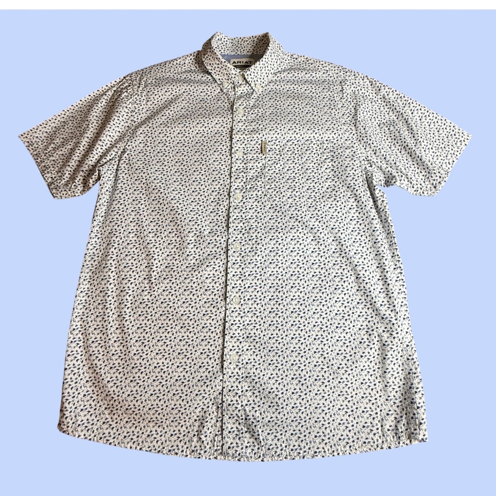 Ariat Mens Floral Escape Modern Fit Short Sleeve Button Down Shirt 10043704 M